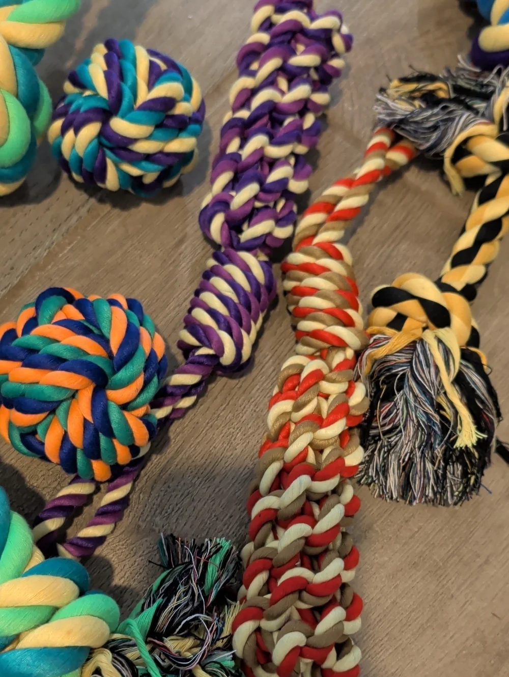 Colorful Braided Dog Rope Toy Set Of 7